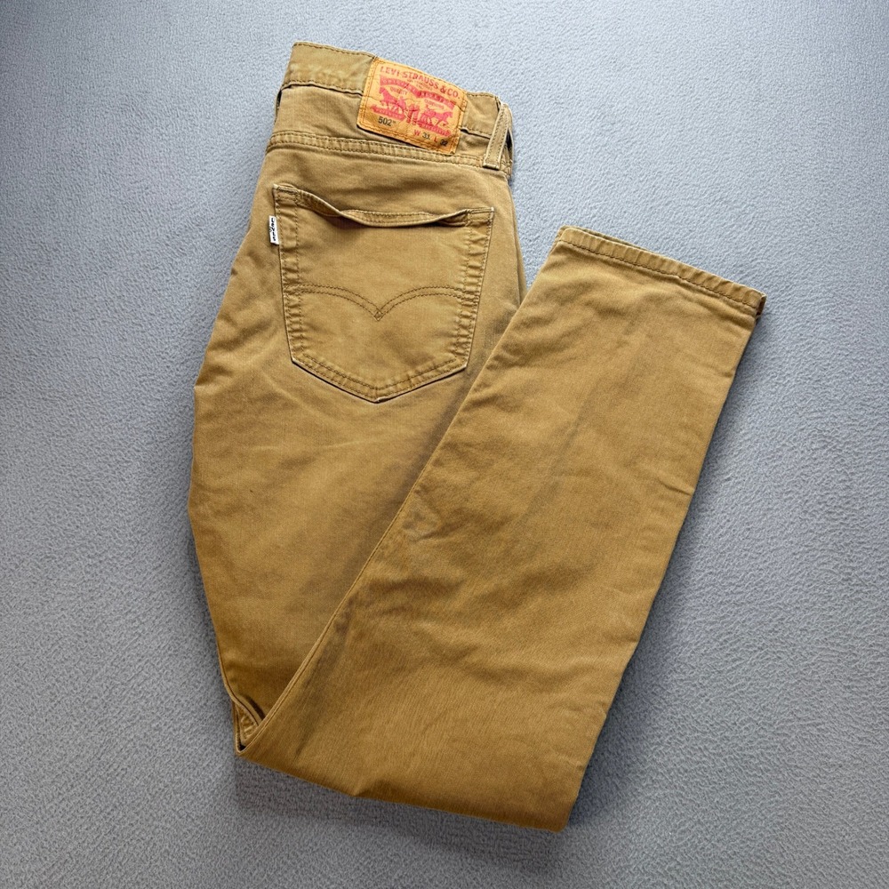 Levi's 502 Taper Pants Mens 31x32 (FIT 31x28) Brown Stretch Regular Chinos Work